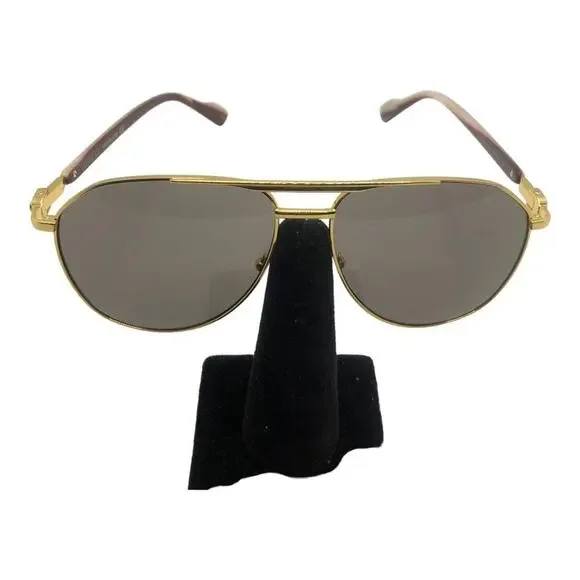 Gucci 59 MM Slim Metallic Frames Contrast Temples Classic Aviator Sunglasses - Picture 2 of 8